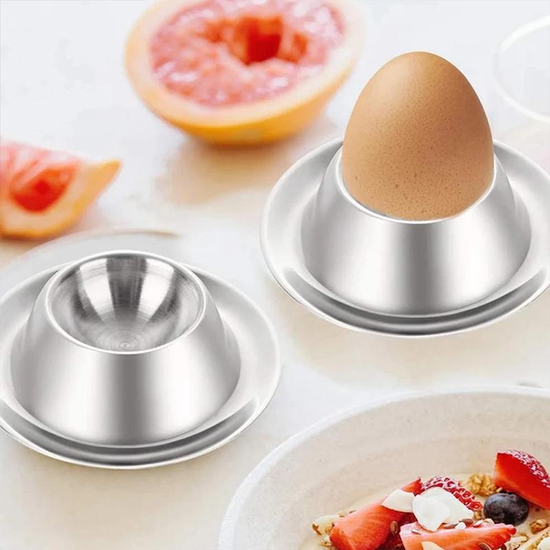 Egg Cup Holder Stainless Steel Egg Cups Plates Tableware Holder For Hard Soft Boiled Egg Kitchen Display