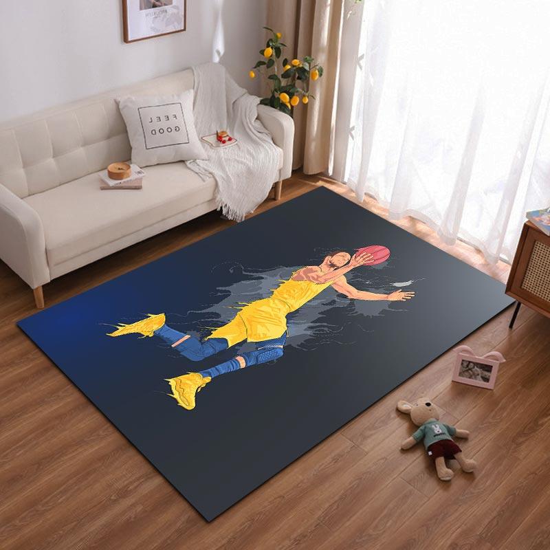 

Basketball Player Graphic Carpet with Blue and Yellow Design Suitable for use as an anti-slip for living room bedroom sofas 40x60cm( 15x23in )