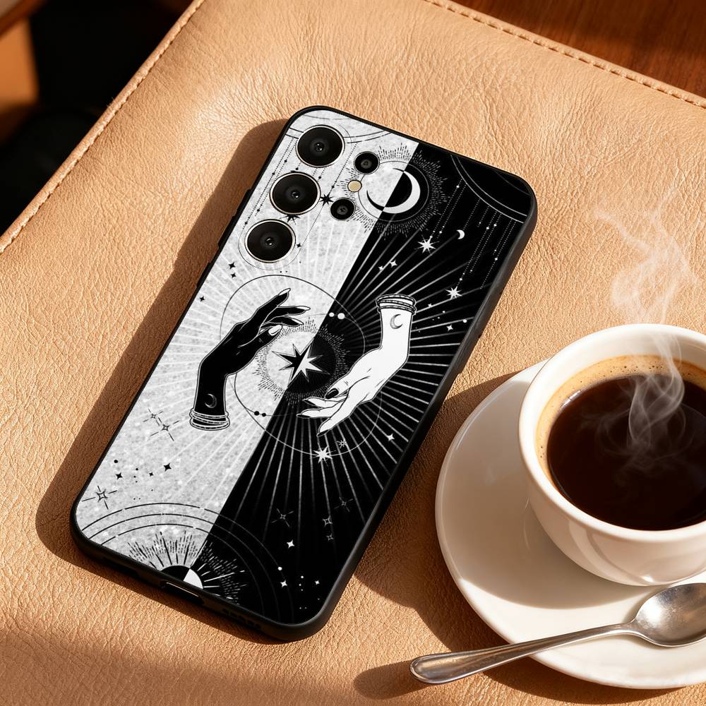 O-Occult Witchcraft Moon Gothic Witch Phone Case For Samsung S25,S24,S21,S22,S23,S30,Ultra,S20,FE,Lite,10,9,Black Cover