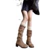 2025 New Autumn Thin with Skirt Boots Women's Platform Boots Brown Stacked High Boots Maillard Boots