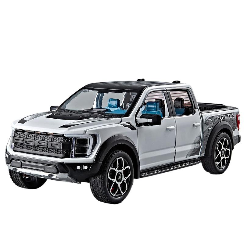 

1/20 Ford F150 Raptor Пикап Металлическая модель автомобиля Звук и свет Оттяни назад Детская игрушка Коллекционные предметы Подарок на день рождения белый