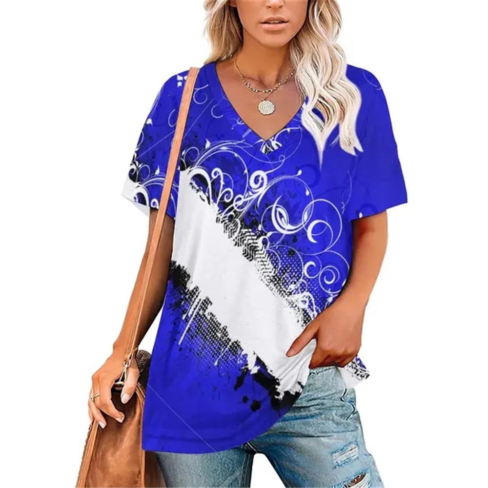 Сексуальная футболка с V-образным вырезом и принтом в виде градиента и граффити — фото 6