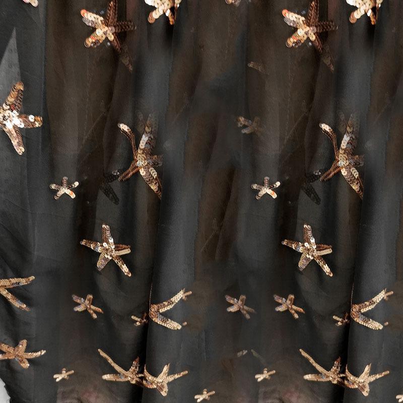 YX2025 new multi-color mass stock semi-turtleneck sequin slit lantern sleeve big pendulum dress chiffon dress