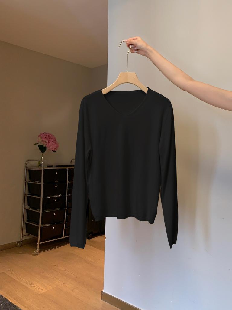 Casual Temperament Collar Loose Long-sleeved Knitted Sweater Women's Autumn New Thin Light Professional Style Inner Top