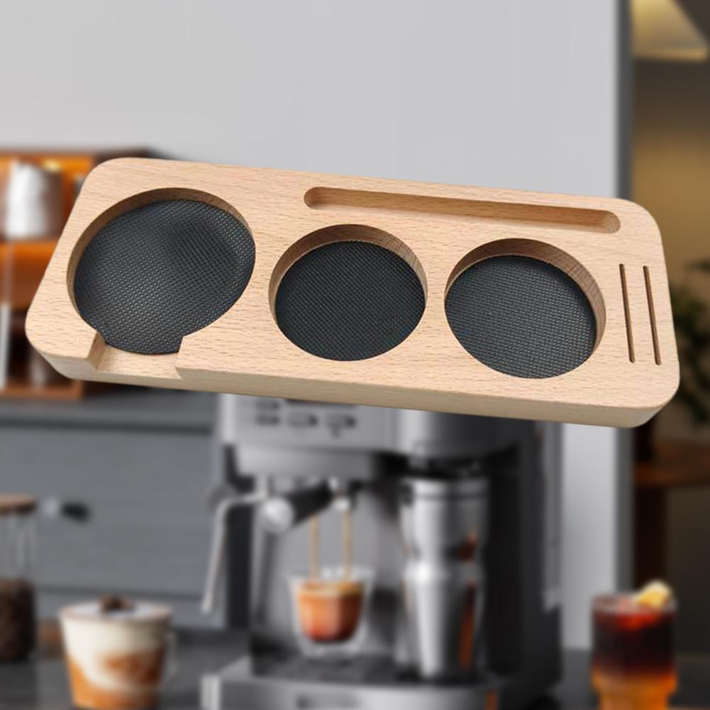 1PC 51-58 Mm Compact Espresso Tamping Mat - Wooden Coffee Tamping Station Coffee Wood Base Storage Box Coffeeware Accessories