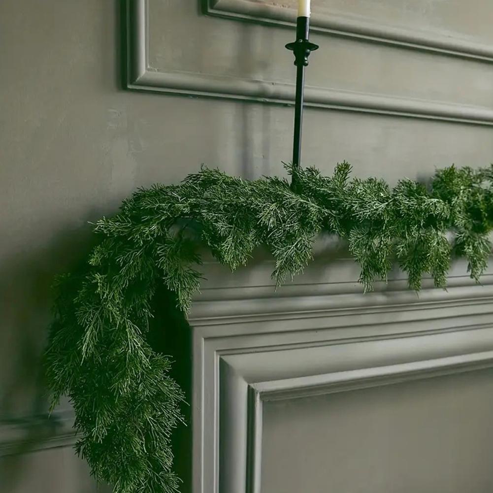Real Touch Christmas Cypress Garlands Artificial Cedar Pine Vine for Stairs Railing Table Mantle Christmas Home Decor
