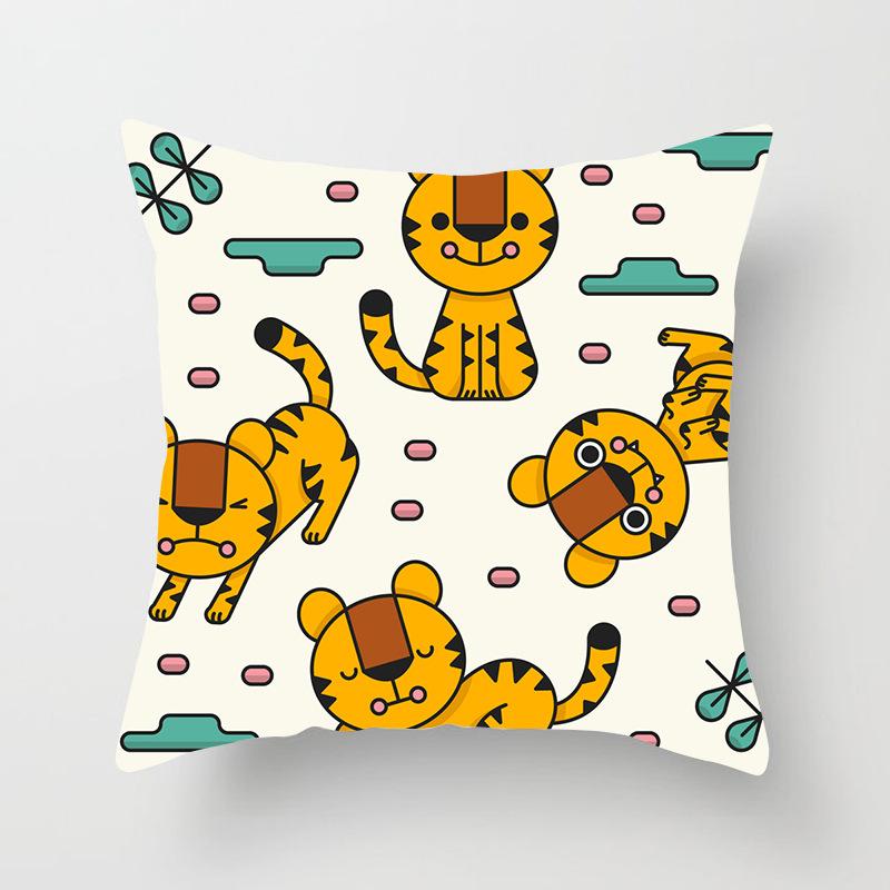 Home Decor Cute Cartoon Tiger Printed Pillowcases for Fun Pattern Cushion Cover Suitable for Sofa Bedroom Car Pillow Cover