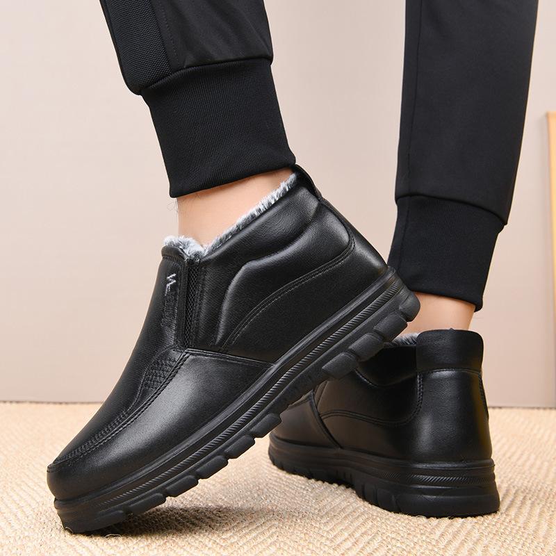 Winter Men's Ankle Boots Plush Warm Anti Slip Waterproof Cotton Shoes Comfortable Lightweight Outdoor Indoor Men Shoes