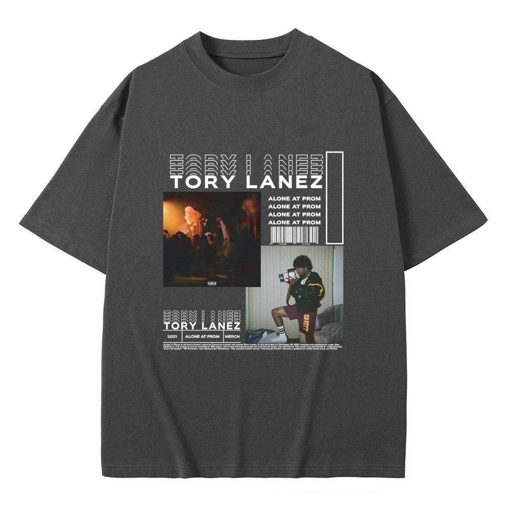 T-shirt Grafica Album Musicale Rapper Tory Lanez Alone At Prom Uomo Donna Hip Hop Rap T-shirt Oversize Maschile Vintage -