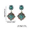 Colorful Geometric Zircon Long Earrings For Women, Sand Plated Vintage High-End Jewelry Gift