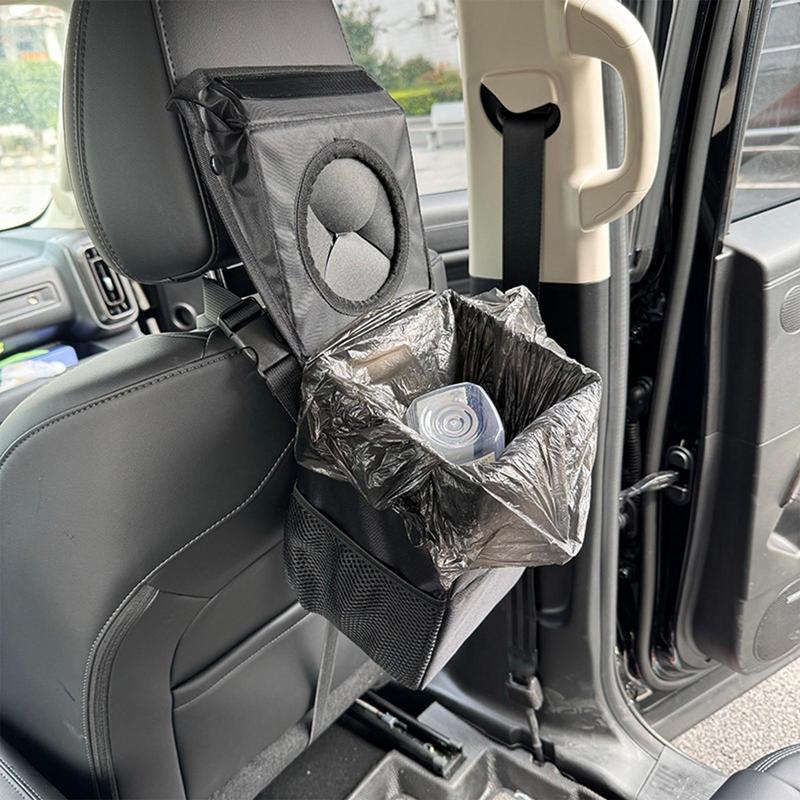 Car Seat Back Organizer Foldable Backseat Organizer Box Classic Black Design Car Chair Back Garbage Bag For Paper Towels Drinks