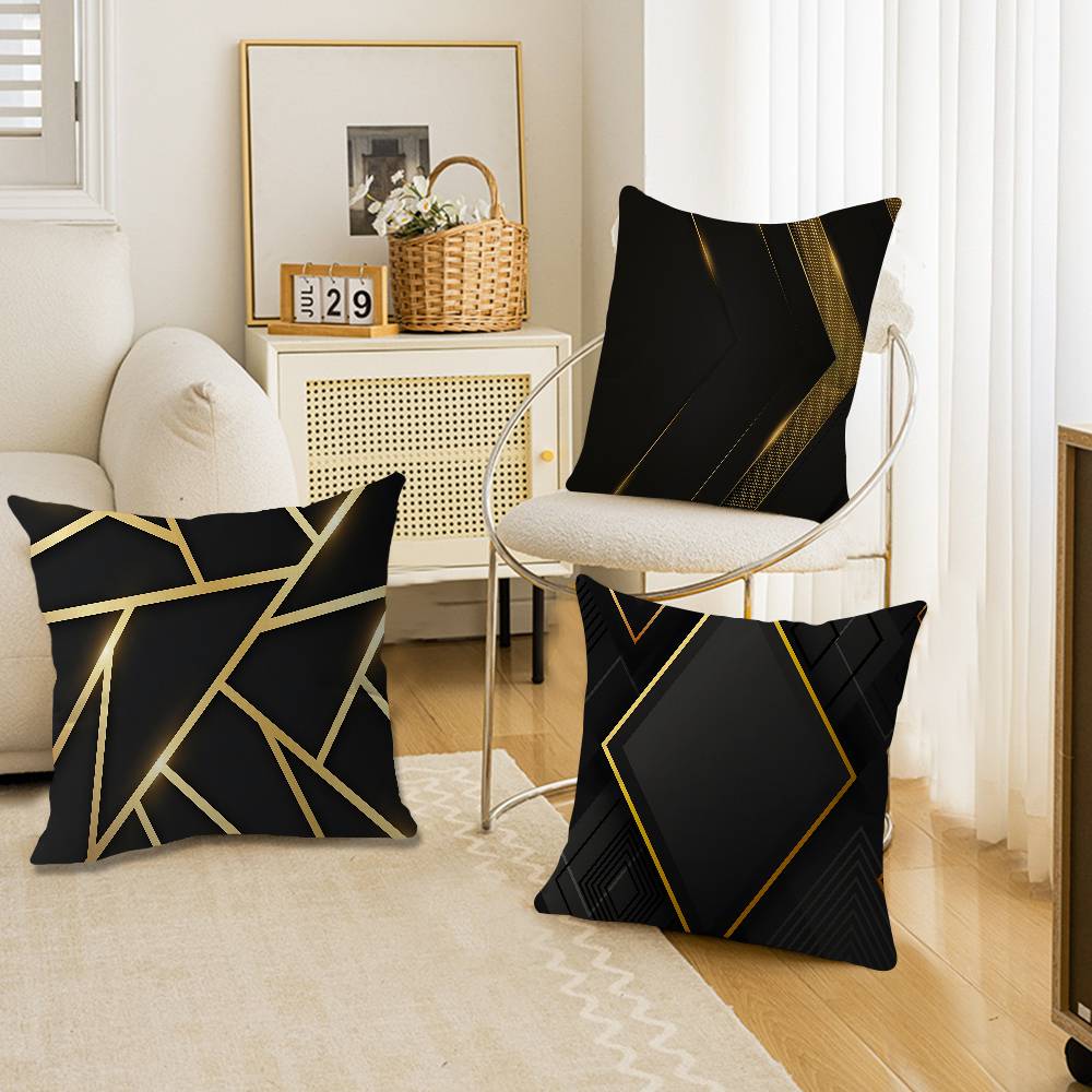 Black Gold Cushion Cover Pillow Cover Decor Pillowcase Printed Cushion Case for Couch