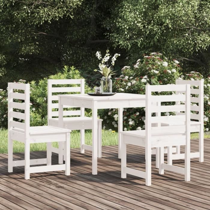 VidaXL Ensemble à dîner de jardin 5 pcs blanc bois massif de pin 3154678
