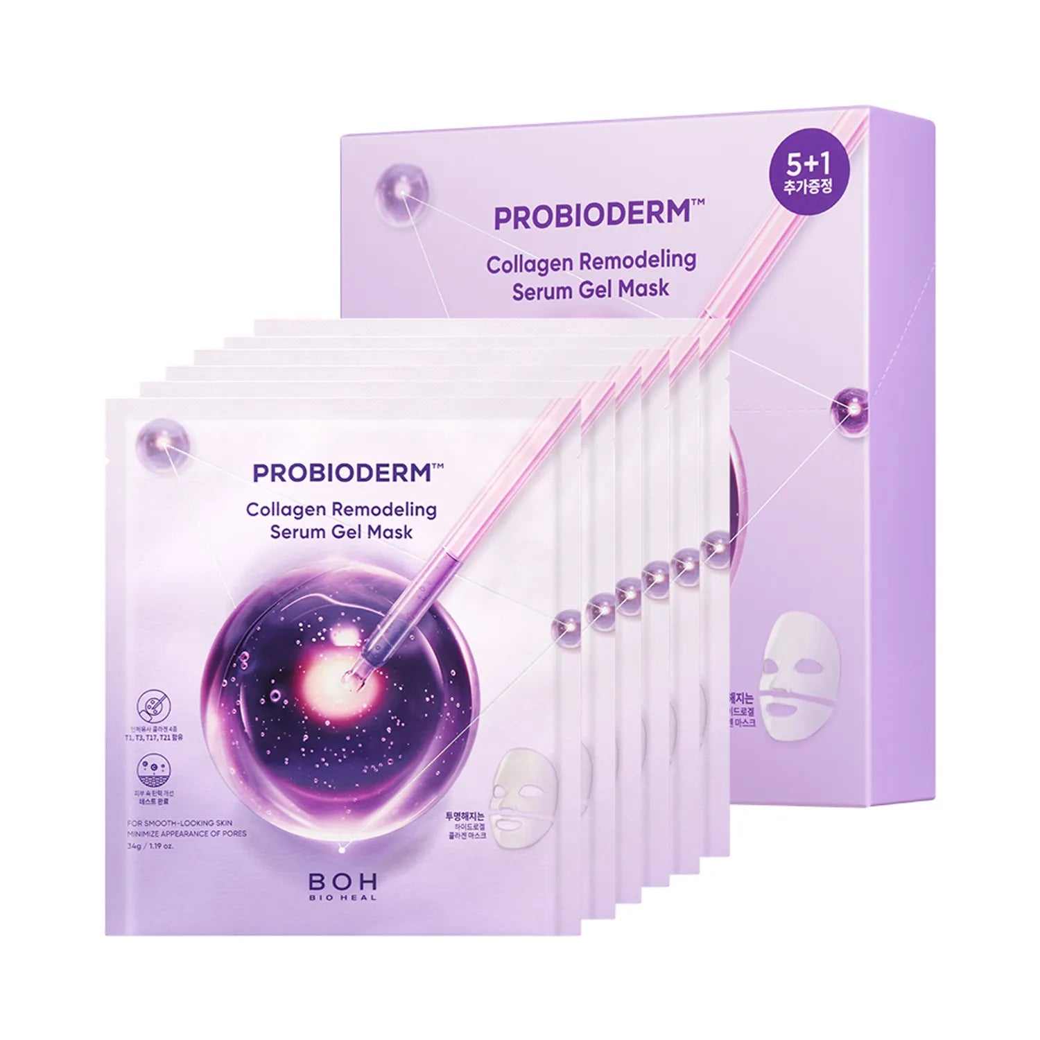 

BIOHEAL BOH Probioderm Collagen Remodeling Serum Gel Mask Sheet 5+1ea Special Set Serum Gel Mask Sheet 5