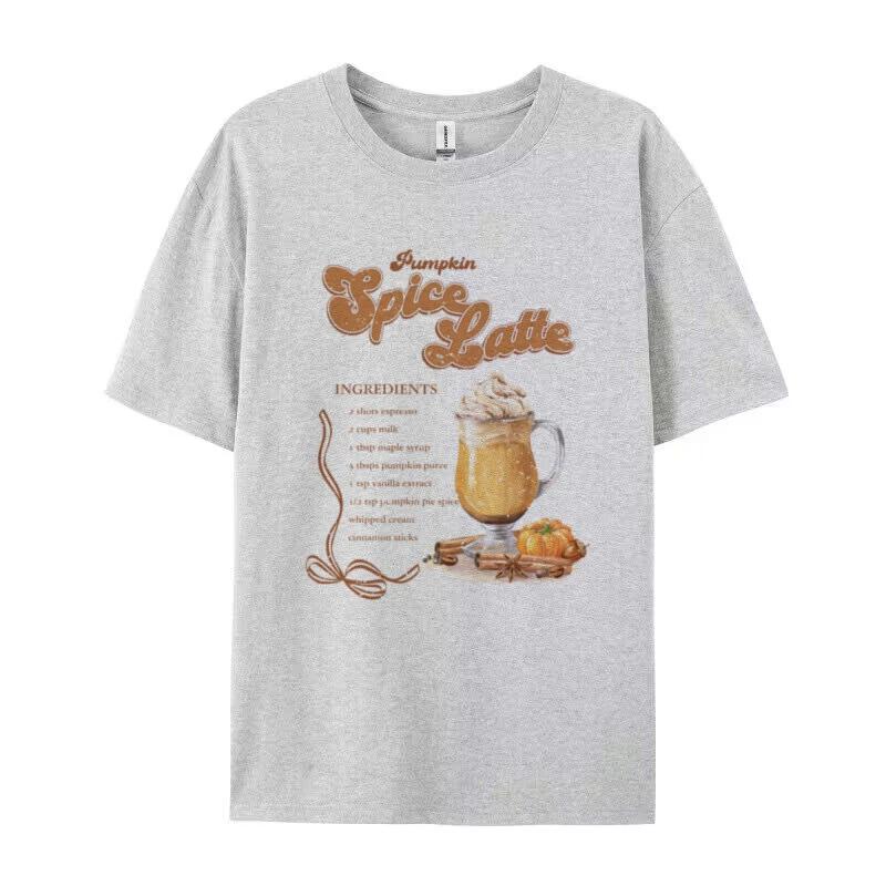 

Women Unisex Pumpkin Spice Latte T Shirt Retro Fall Coffee Tshirt Cute Autumn Halloween Tshirts Short Sleeve Thanksgiving Top Gift S