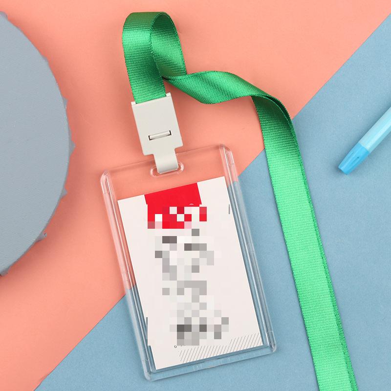 Fashion Acrylic Transparent Bus Cards Sleeve Employee Work Card Holder with Lanyard Work Card Cover Women Men Credit Card Holder