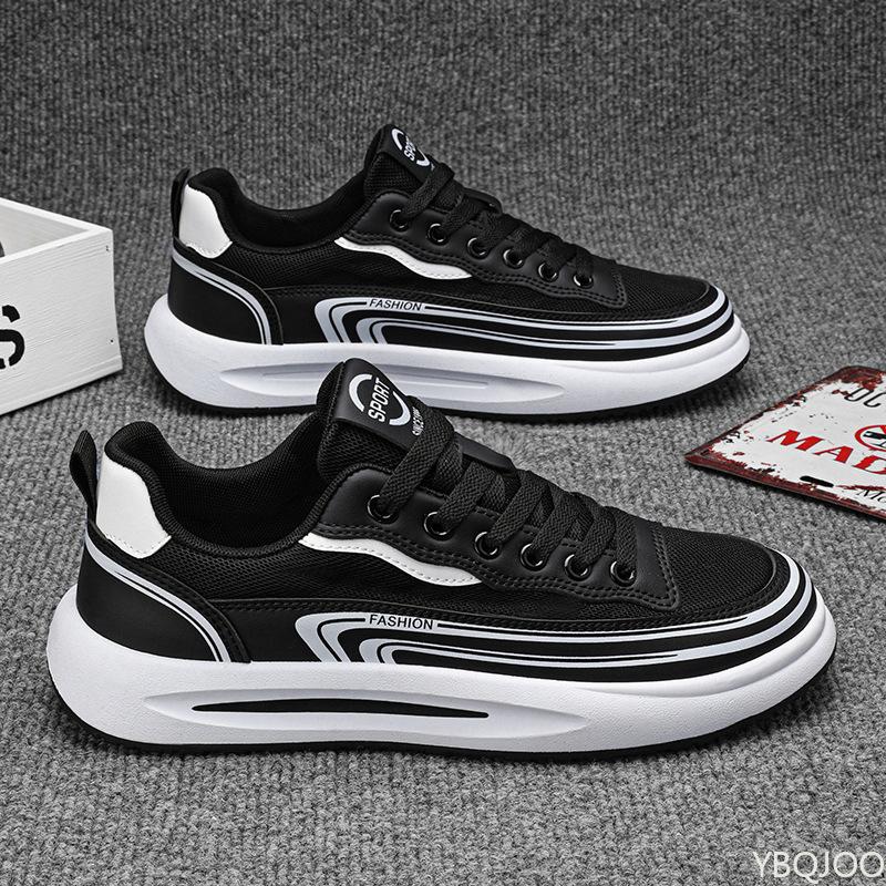 Schnürschuhe Rutschfeste Sneaker Sommer Herren Freizeitschuhe Reine Farbe Atmungsaktives Mesh Outdoor Leichte Sportschuhe