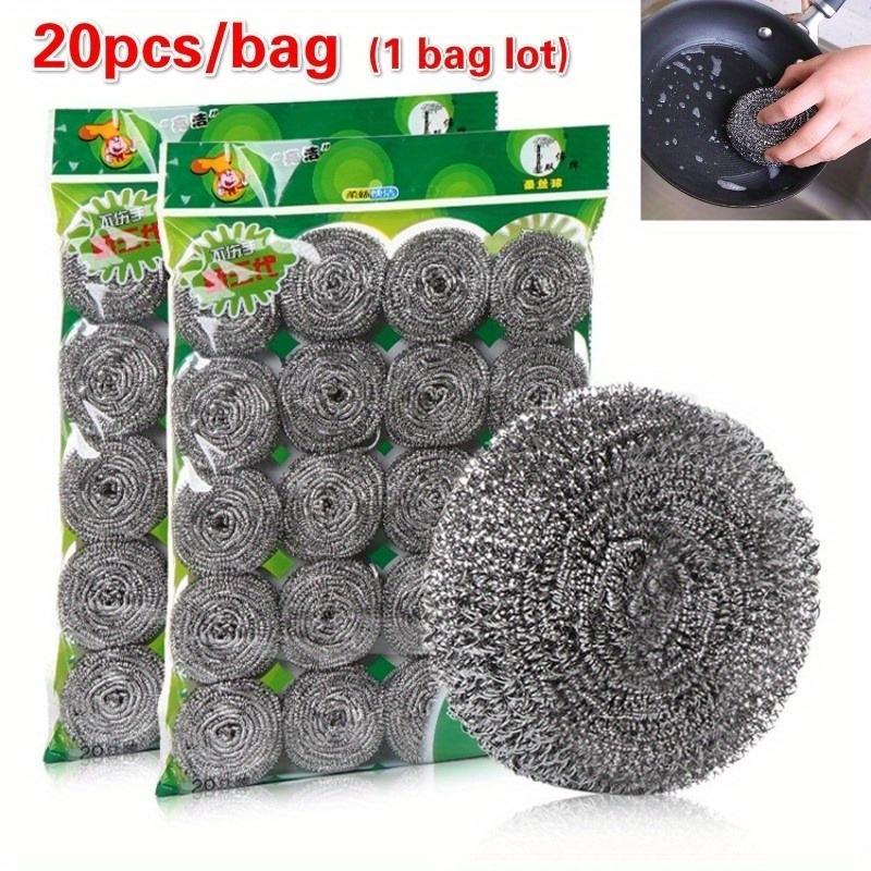 20pcs/bag Stainless Steel Cleaning Ball Kitchen Cleaning Brush Pot Brushing Dish Steel Ball