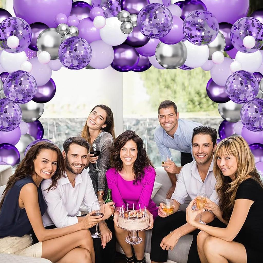 102 pieces of purple butterfly balloon set suitable for birthday party, wedding decoration, graduation decoration, summer outdoo