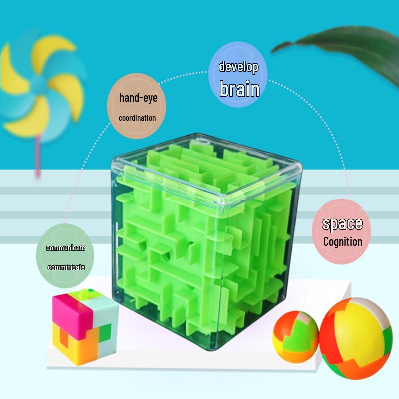 3D Maze Ball Puzzle Cube: Children's Educational Six-Sided Toy