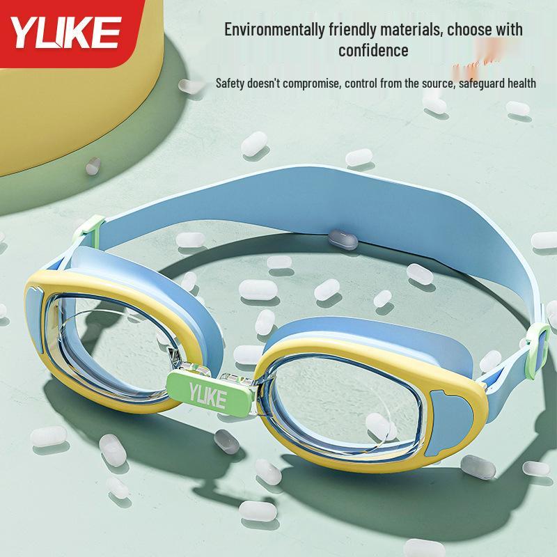 Kids' Waterproof Anti-Fog Swim Goggles with Cap - Medium To Large Fit, Small Frame, High Definition Professional Set.