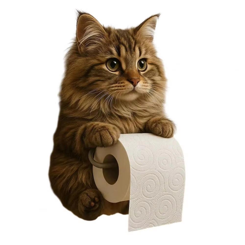 Simple Installation Cat Toilet Paper Holder 3D Cat Shape Hanging Paper Towel Stand  RV Travel