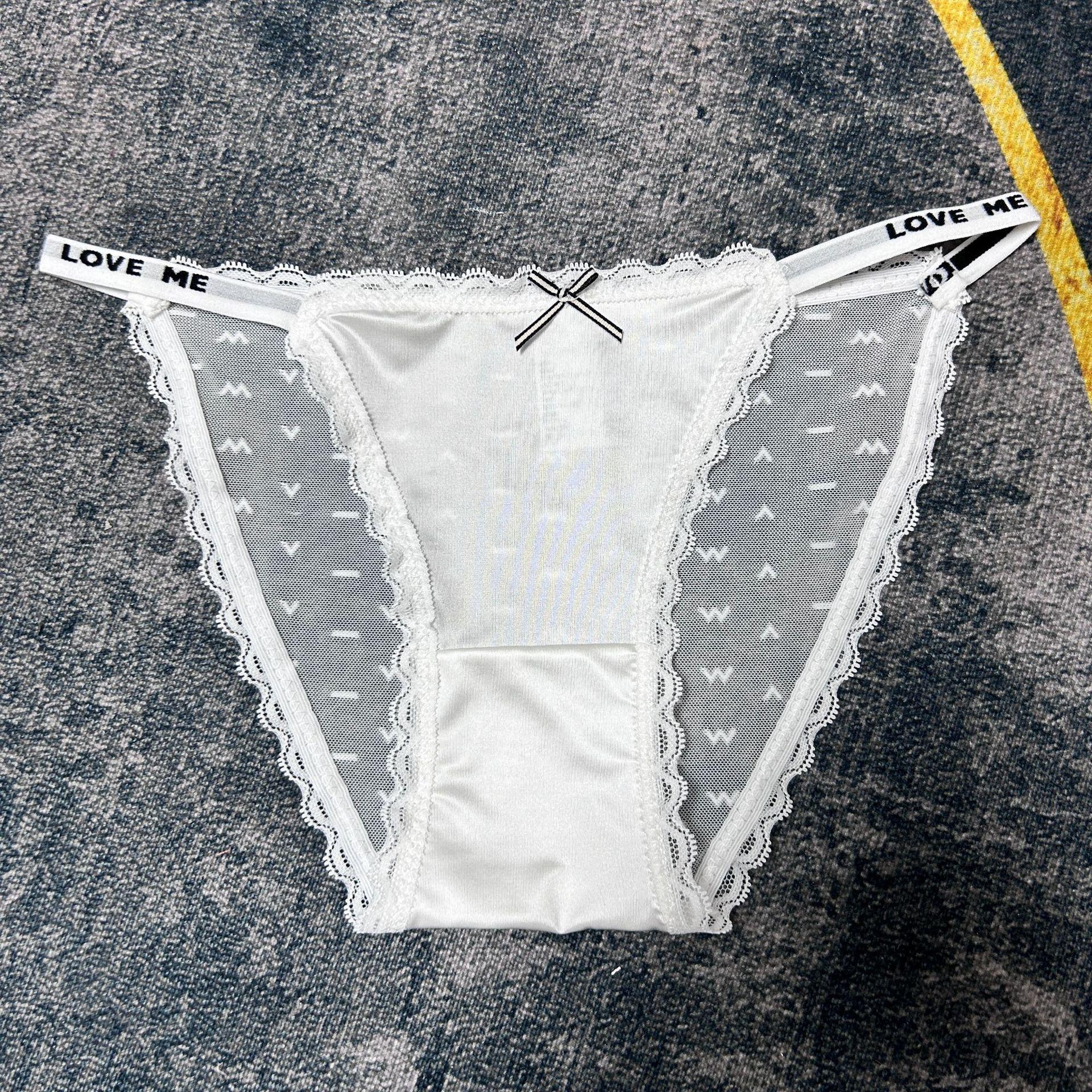 

Ladies Spring and Summer Thin Sexy Lace Edge Hip Cotton Crotch Bag Hip Triangle Briefs M белый