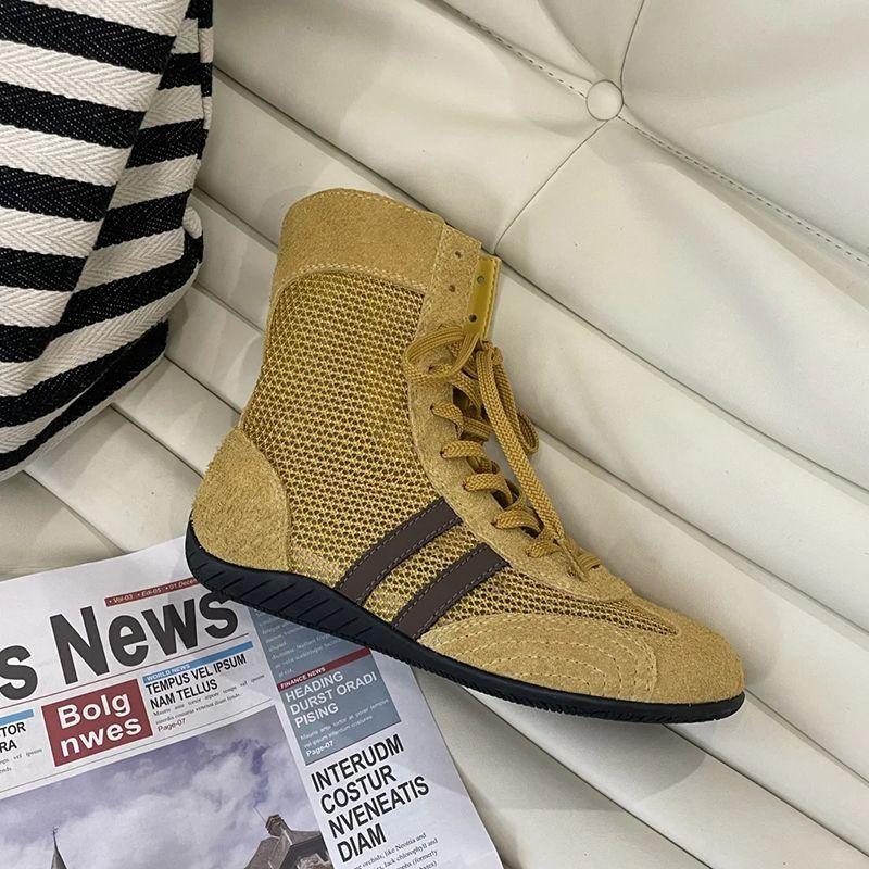 

Летние новые сетчатые дышащие с мягкой подошвой высокие немецкие тренировочные кроссовки повседневные спортивные короткие ботинки 40 имбирный