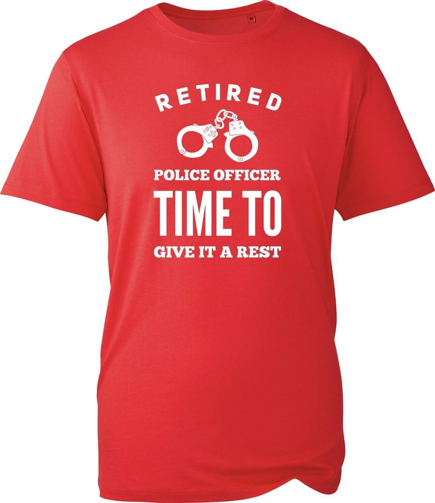Retired Police Officer Unisex T Shirt Funny Novelty Cop Gift Black Cotton Tee S