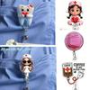 []1Pc Cute Nurse-Themed Retractable Badge Holder With Id Clip - Acrylic Medical Staff Name Tag Reel For Doctors, Rn, Lpn
