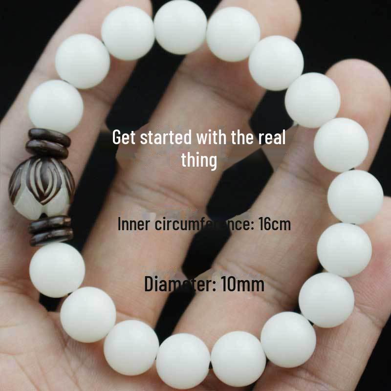 

Креативный браслет Бодхи из белого нефрита с персонализированными бусинами из семян лотоса, культурный аксессуар унисекс.