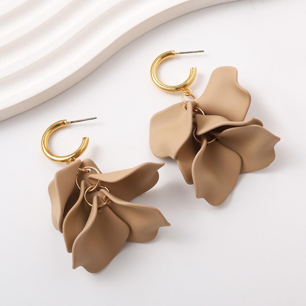Pinkdudu Fashion Rose Flower Petal Drop Earrings Resin Gradient Color Flower Earrings Women Jewelry PD2385