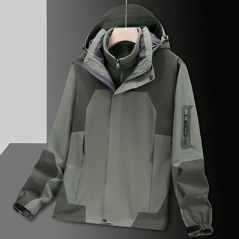 Unisex Two-Piece Mountaineering Suit with Custom Logo: Outdoor Fleece Liner & Color-Blocked Winter Workwear