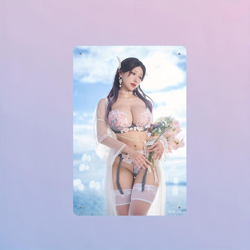 Christmas Pin-Up Girls Metal Sign, Office Gift Wall Decor 20x30cm