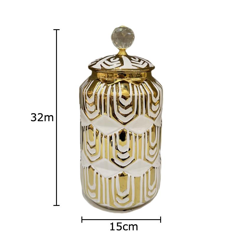 Gold-plated Ceramic Vase with Lid Desk Decoration Flowers Arrangement Artificial Flower Floral Vases Room Aesthetic Decor