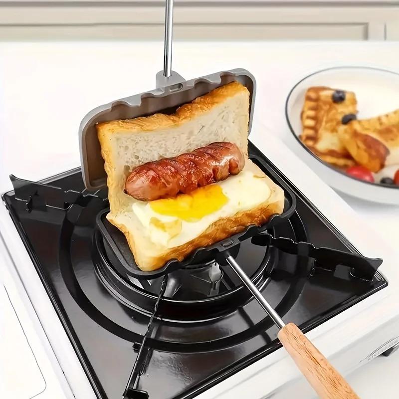 Aluminum Alloy Sandwich Baking Tray Double-sided Breakfast Pan Kitchen Sandwich Mold Nonstick Flat Bottomed Frying Pan Practical