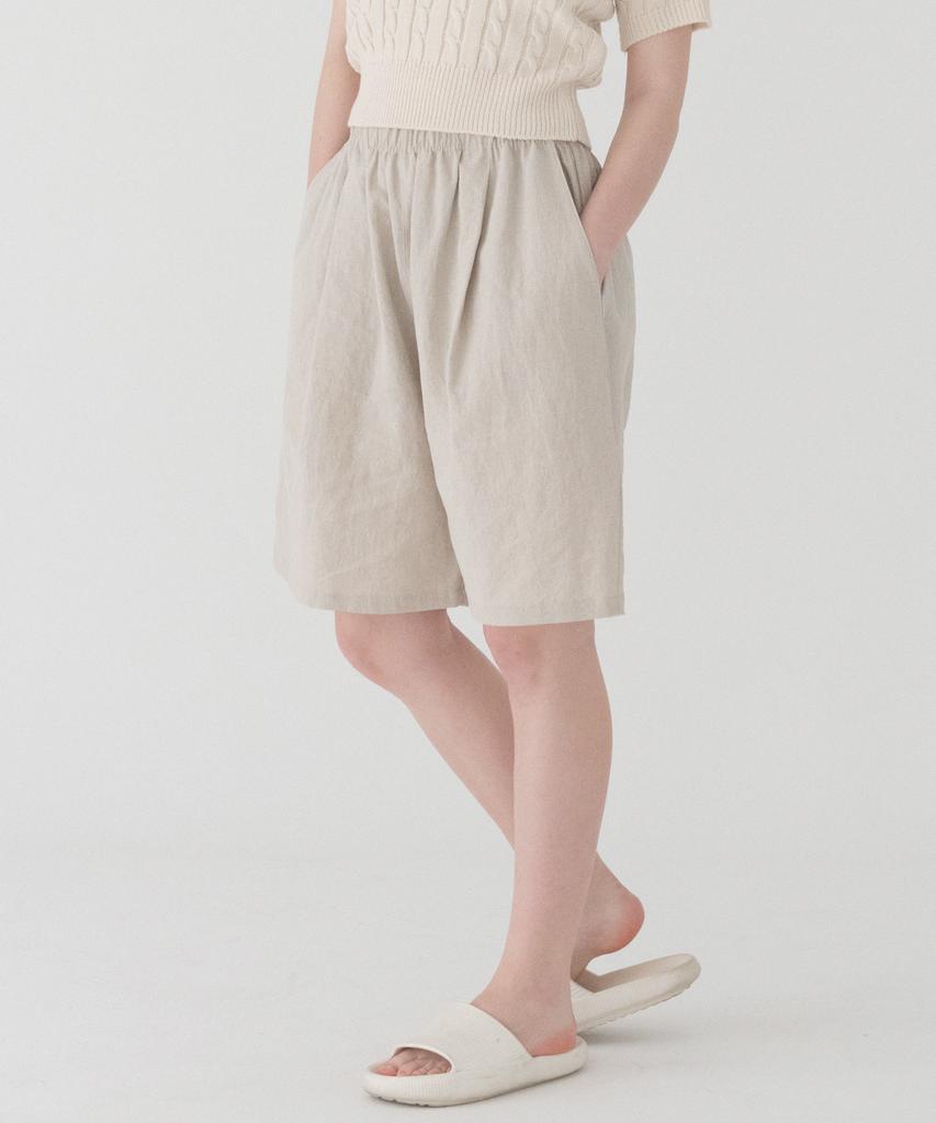 PIANER [2 Pack] Comfortable Linen One-Pleat Bermuda Shorts (3 Colors)