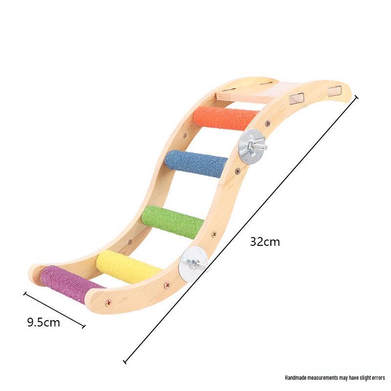 Budgie Toys Wooden Climbing Rope Ladder - Peony Interactive Swing & Beak Grinder for Small Birds In Birdcages