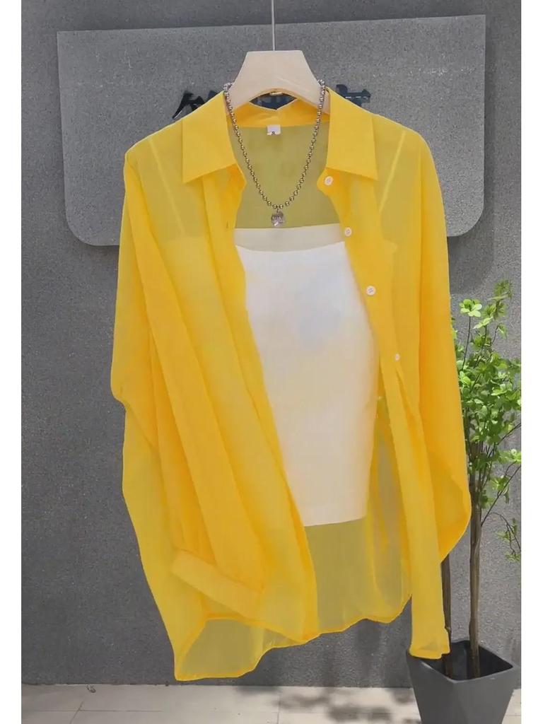 Dámský letní kardigan z ledového hedvábí s POLO límcem a ochranou proti slunci - Prodyšný, mírně průsvitný a lehký.