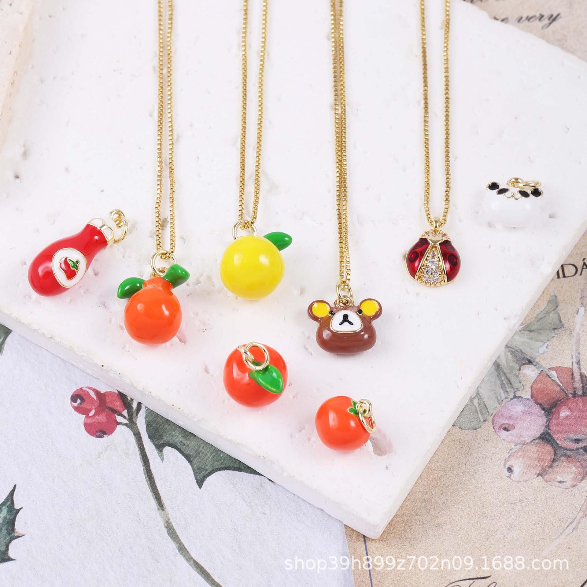 

18K Gold Plated Colorful Fruit Pendant Necklace Pear