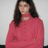 LETTER FROM MOON Hairy Gold Pendant Slim Muffler (Coral Pink)