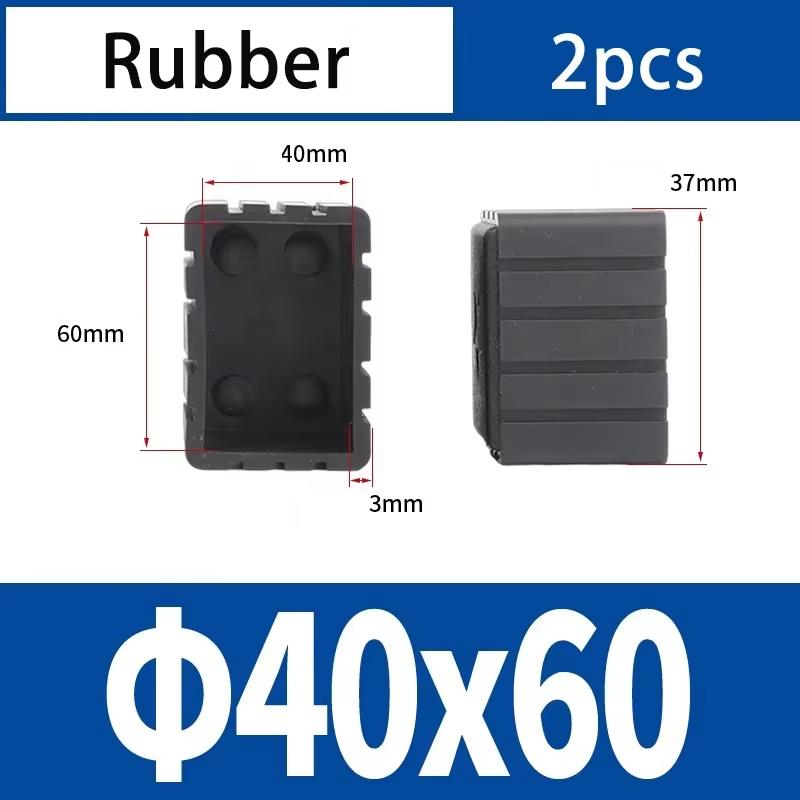 Square Rubber Black Chair Leg Caps Protector Pads Pipe Plugs Non-slips Table Foot Dust Cover Socks Floor Furniture Accessories