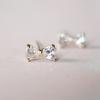 925 Sterling Silver Plating 14k Gold Inlaid Crystal Simple Bow Earrings Women Small Cute Student Girlfriends Jewelry Accessories