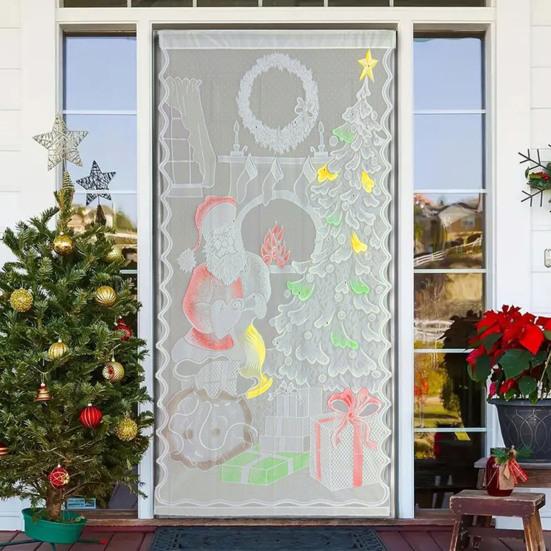 Vánoční stromek Závěsný panel Krajková zatemňovací závěs Dekorace Okenní dveřní závěs Závěs pro obývací pokoj Ložnice Domácí dekorace