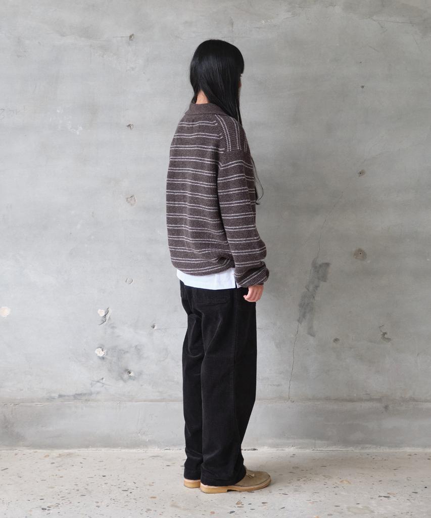 HORLISUN Casey Border Knit Pullover Melange Brown