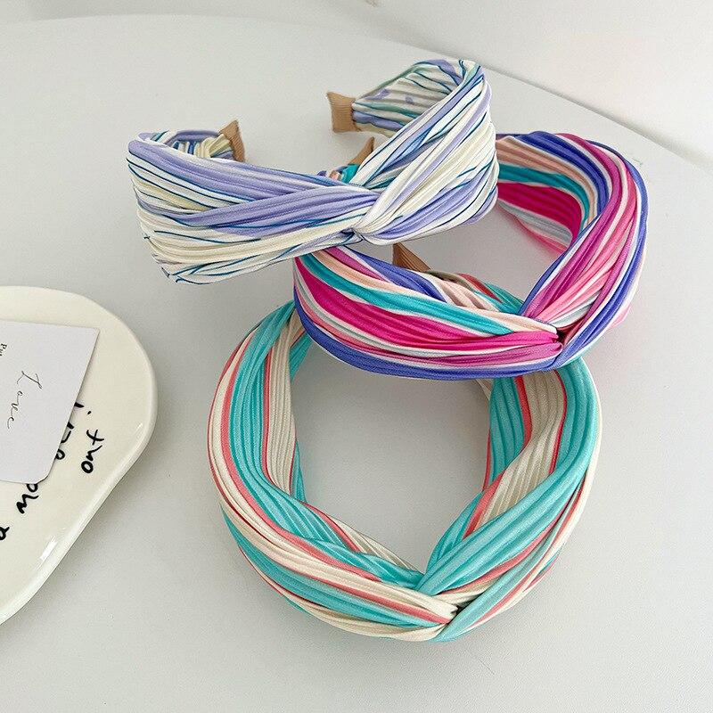 

Новая красочная повязка на голову из ткани с широкими краями для женщин, модный головной убор с крестом, пляжные аксессуары