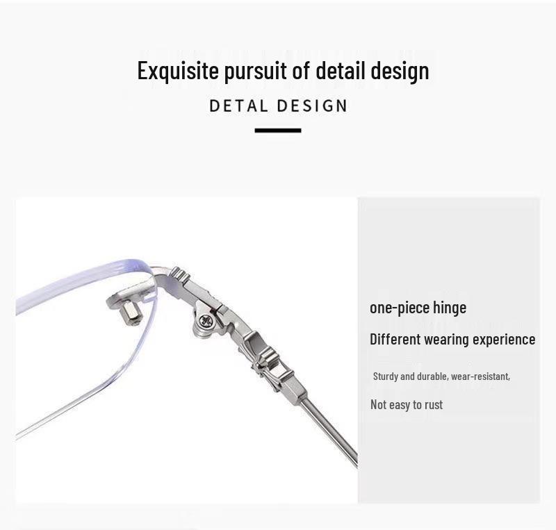 Ultralight Rimless Anti-Blue Light Reading Glasses - Fashionable, Anti-Radiation Design for Men & Women, Enhances Youthful Appearance.
