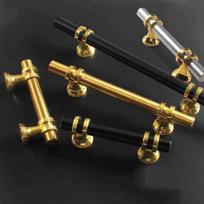 Manijas modernas de gabinete en negro y dorado: pomos sólidos para cajones de cocina con aleación de zinc.