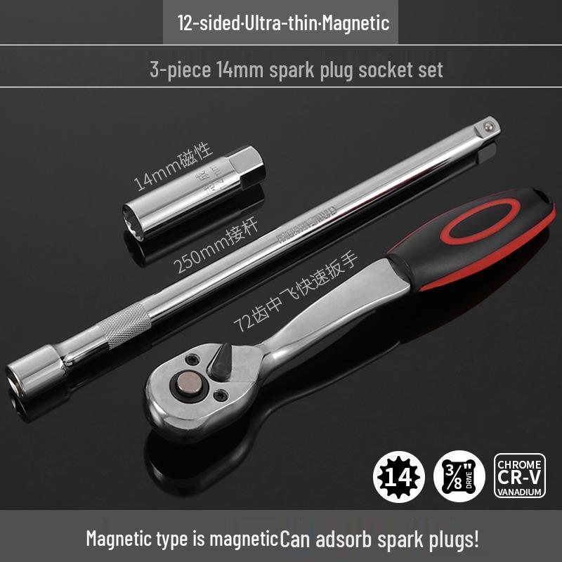Universal Magnetic Spark Plug Socket Wrench (14/16mm) for Easy Spark Plug Removal and Installation