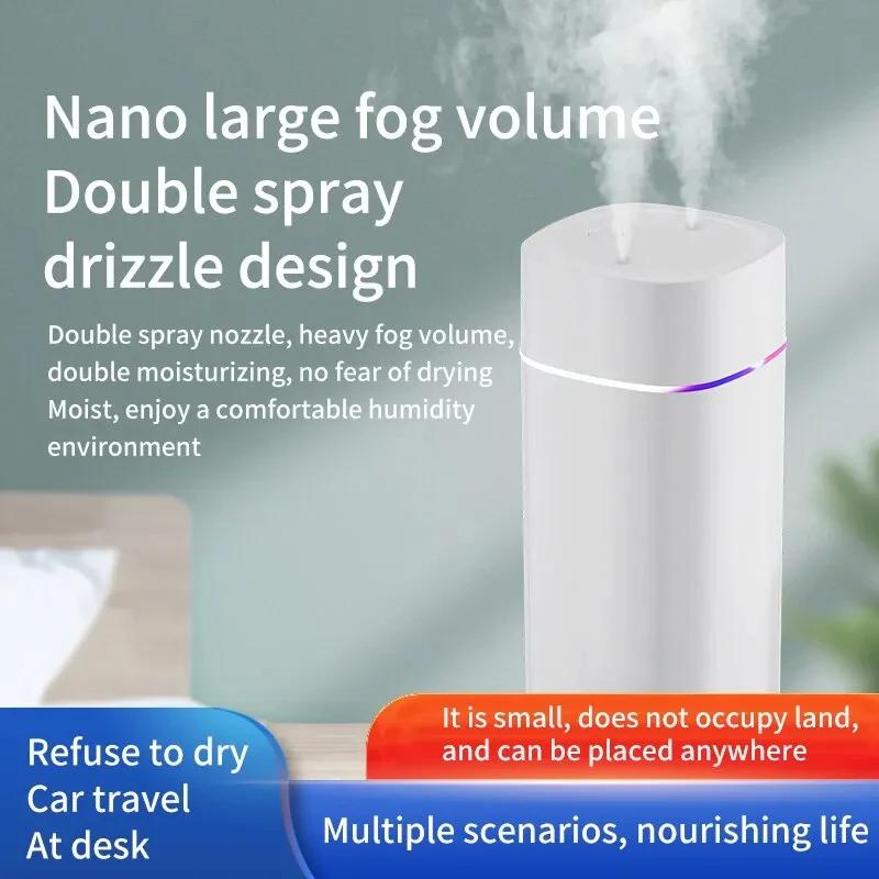 Creative Dual Nozzle Humidifier Desktop  Bedroom Car Aromatherapy Silent Oil Diffuser Usb 7 Color Ambient Light Smell Diffusers